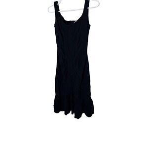 Anna Molinari Dress Womens 4 Black Sleeveless Mermaid Midi Ruffle Hem Italy